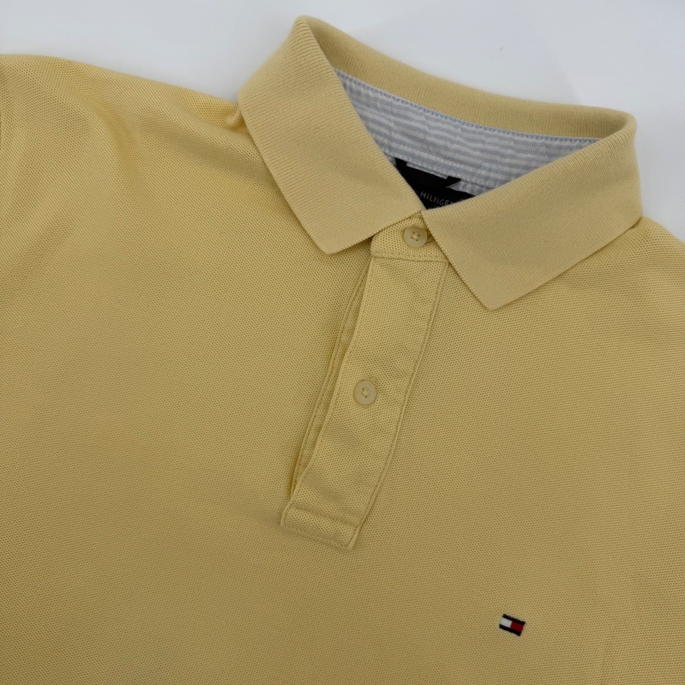Tommy Hilfiger Mens Yellow Short Sleeve Collared Polo Shirt Size Medium